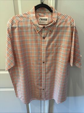 Mountain Khakis Orange and White Plaid Short-Sleeve Button-Down Shirt